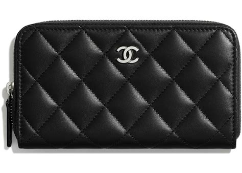 chanel classic quilted zipped pocket wallet price|authentic chanel lambskin wallet.